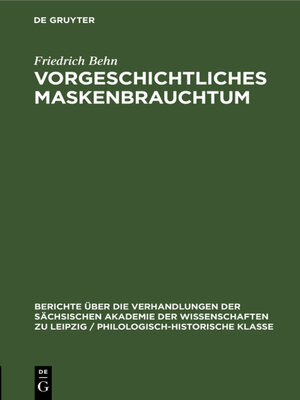 cover image of Vorgeschichtliches Maskenbrauchtum